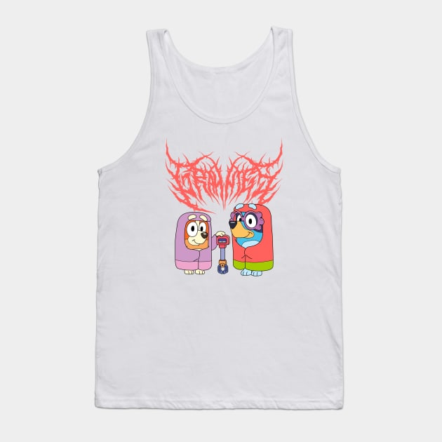 Black Metal Bluey Grannies Janet & Rita Tank Top by flataffex